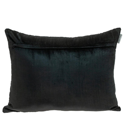 Black Quilted Velvet Zig Zag Decorative Lumbar Pillow