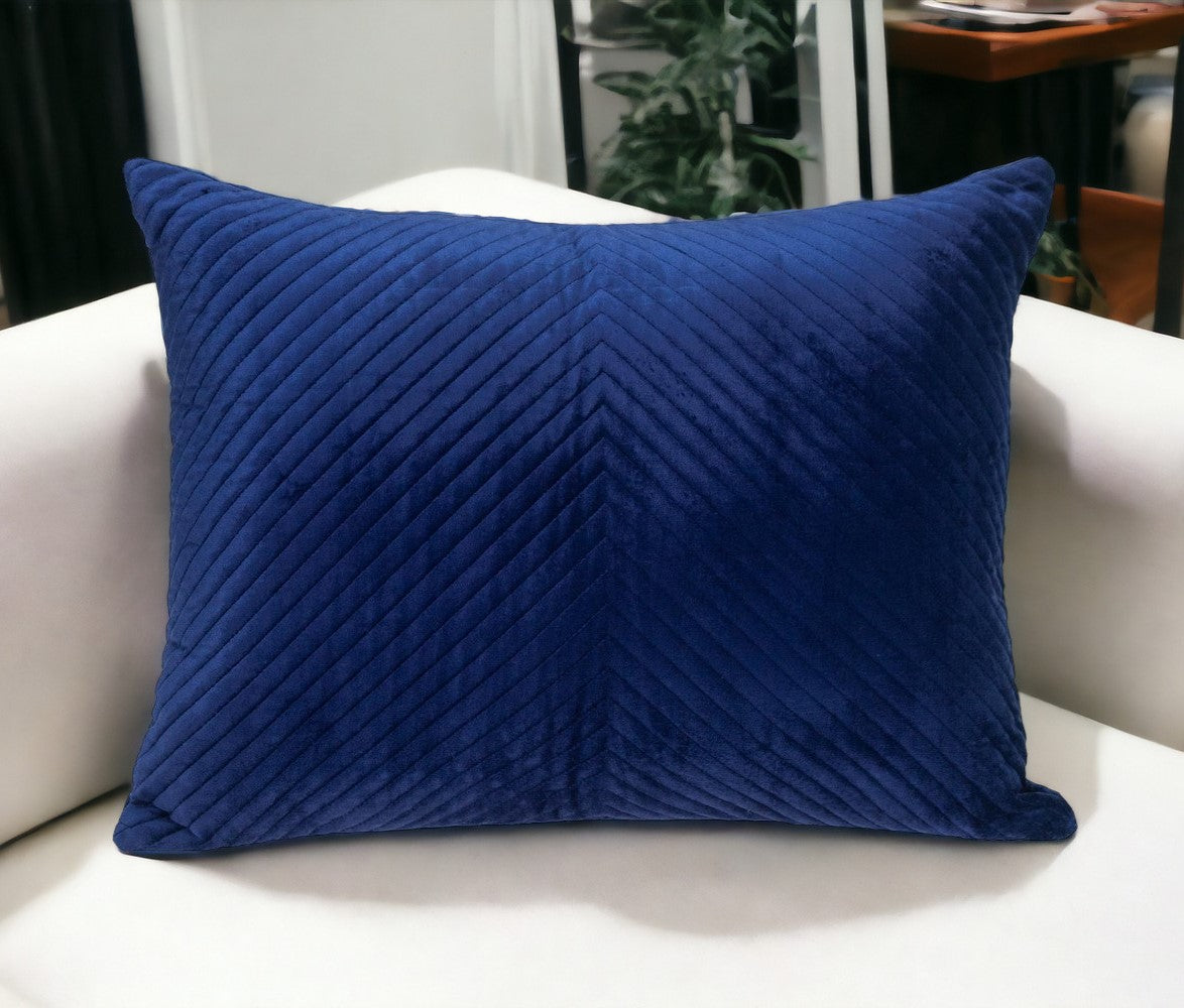 18" X 24" Navy Blue Cotton Blend Throw Pillow