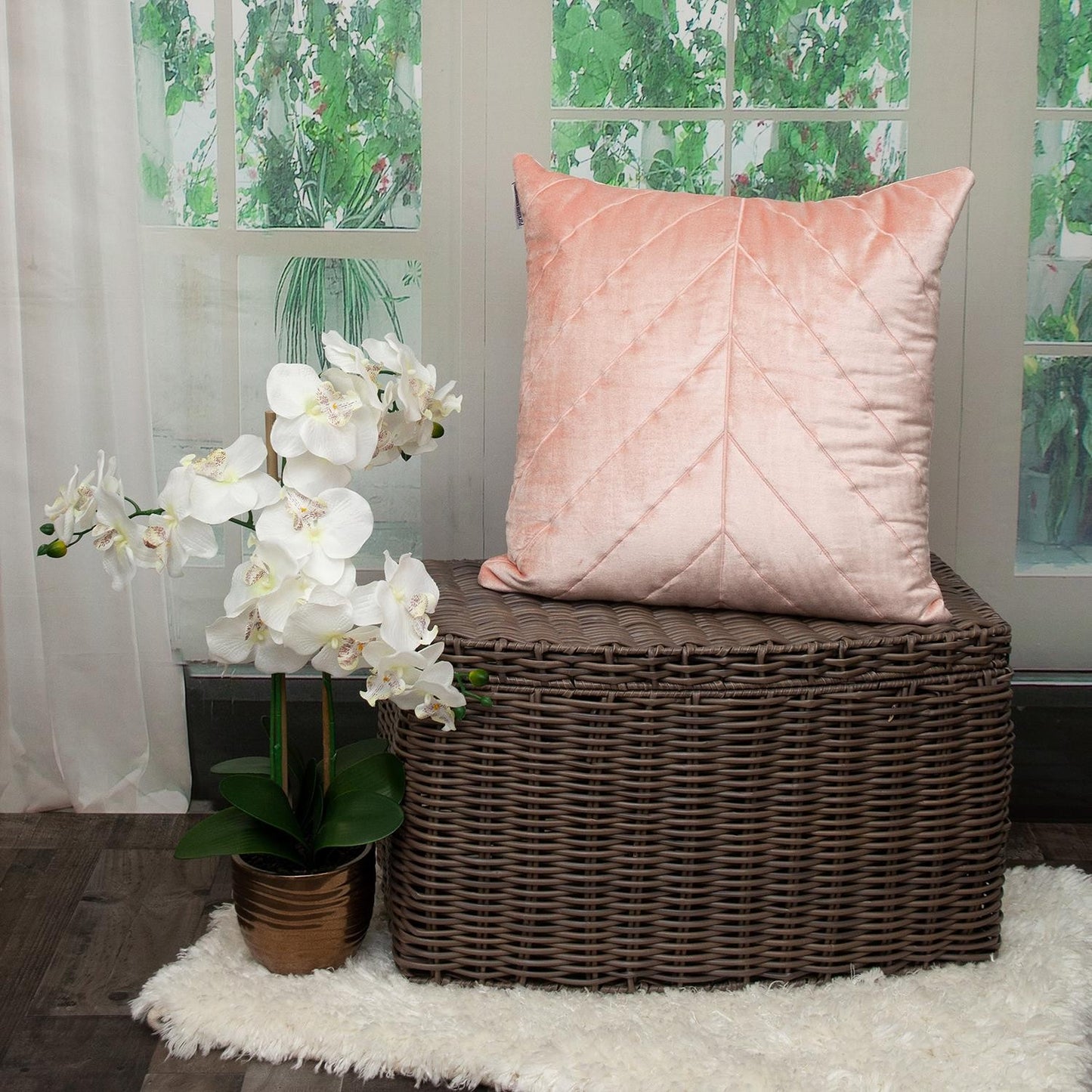 Quilted Velvet Arrows Pink Decorative Throw Pillow