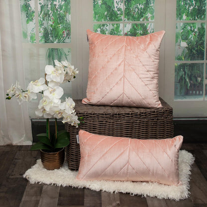 Quilted Velvet Arrows Pink Decorative Throw Pillow