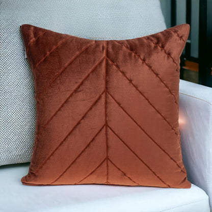 Quilted Velvet Arrows Burnt Orange Decorative Throw Pillow