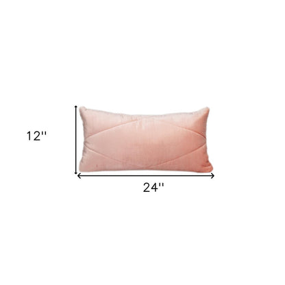 12" X 24" Pink Diamond Velvet Lumbar Throw Pillow