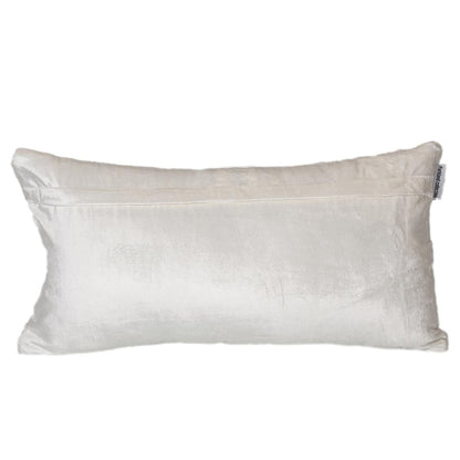 12" X 24" White Velvet Lumbar Throw Pillow