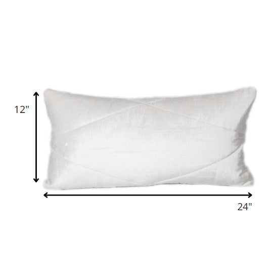 12" X 24" White Cotton Blend Throw Pillow