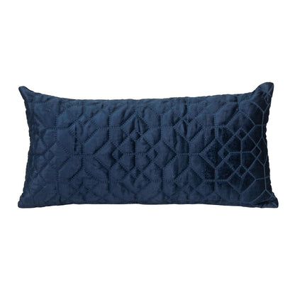 Navy Quilted Velvet Geo Lumbar Decorative Pillow