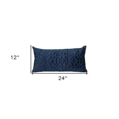 Navy Quilted Velvet Geo Lumbar Decorative Pillow