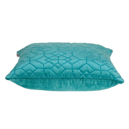 Aqua Quilted Velvet Geo Decorative Throw Pillow