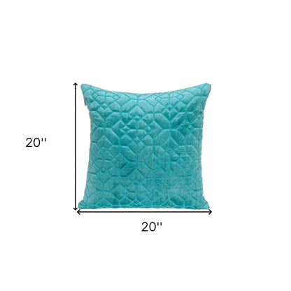 Aqua Quilted Velvet Geo Decorative Throw Pillow