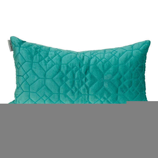 Aqua Quilted Velvet Geo Lumbar Decorative Pillow