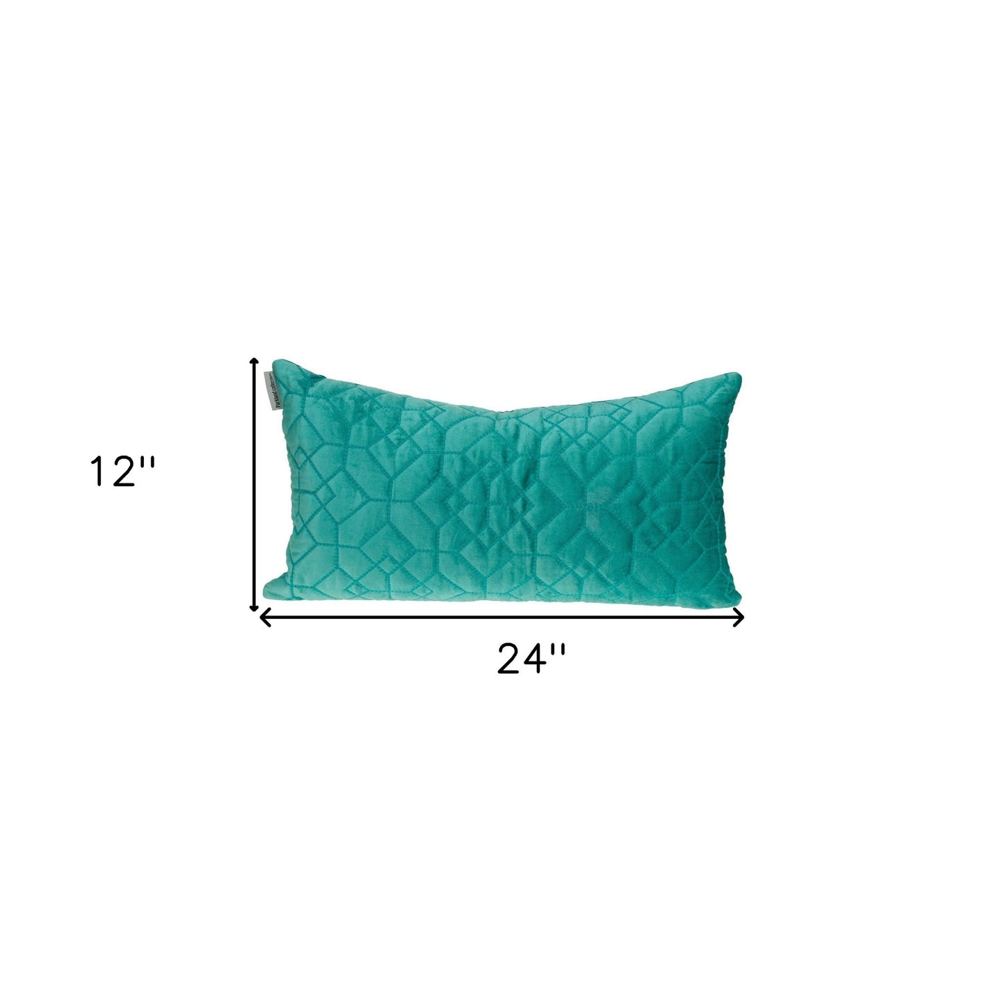 Aqua Quilted Velvet Geo Lumbar Decorative Pillow