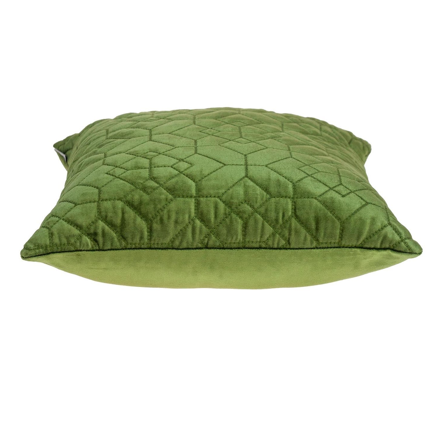 Olive Quilted Velvet Geo Decorative Throw Pillow