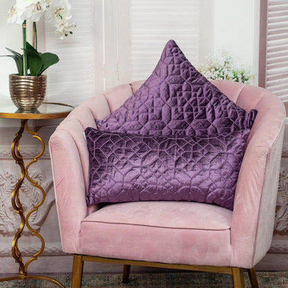 Purple Quilted Velvet Geo Decorative Throw Pillow