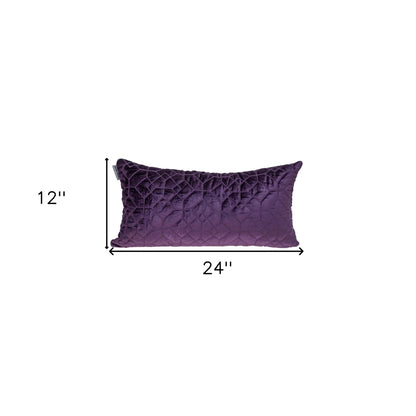 Purple Quilted Velvet Geo Lumbar Decorative Pillow