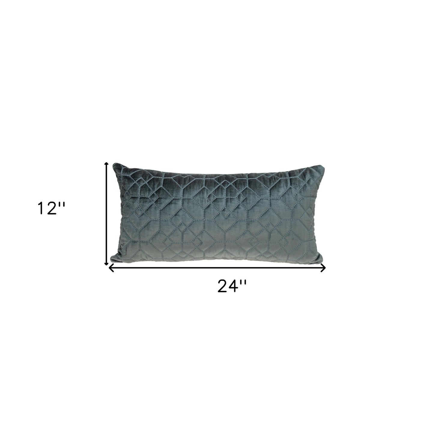 Charcoal Quilted Velvet Geo Lumbar Decorative Pillow