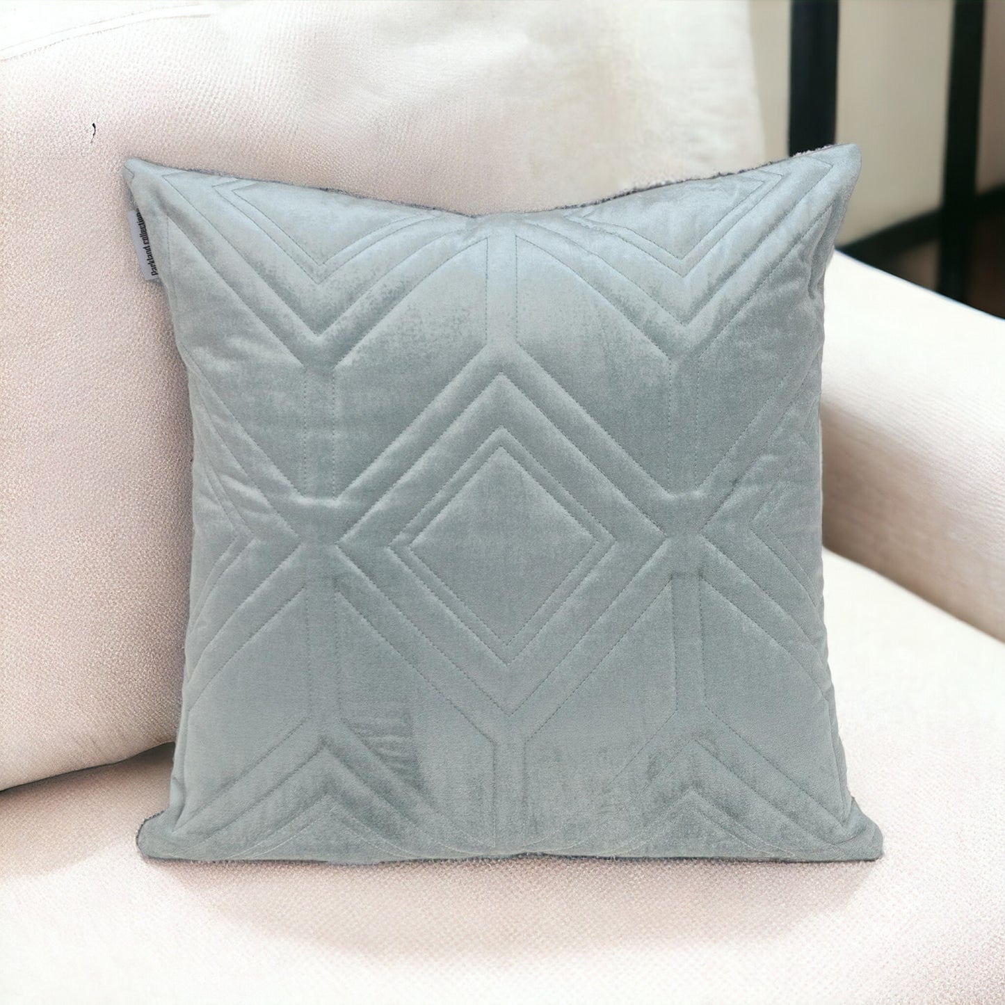 Gray Quilted Diamonds Velvet Solid Color Throw Pillow