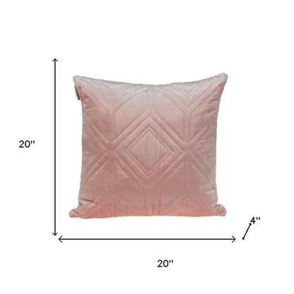 Pink Quilted Diamonds Velvet Solid Color Throw Pillow
