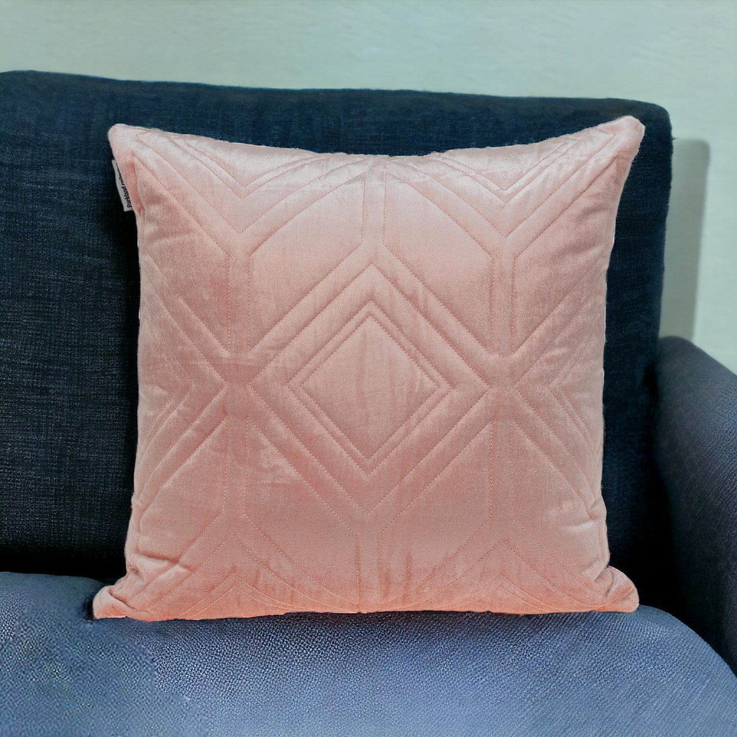 Pink Quilted Diamonds Velvet Solid Color Throw Pillow