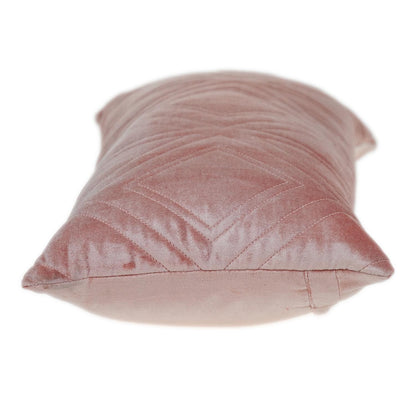 Pink Quilted Diamonds Velvet Solid Color Lumbar Pillow