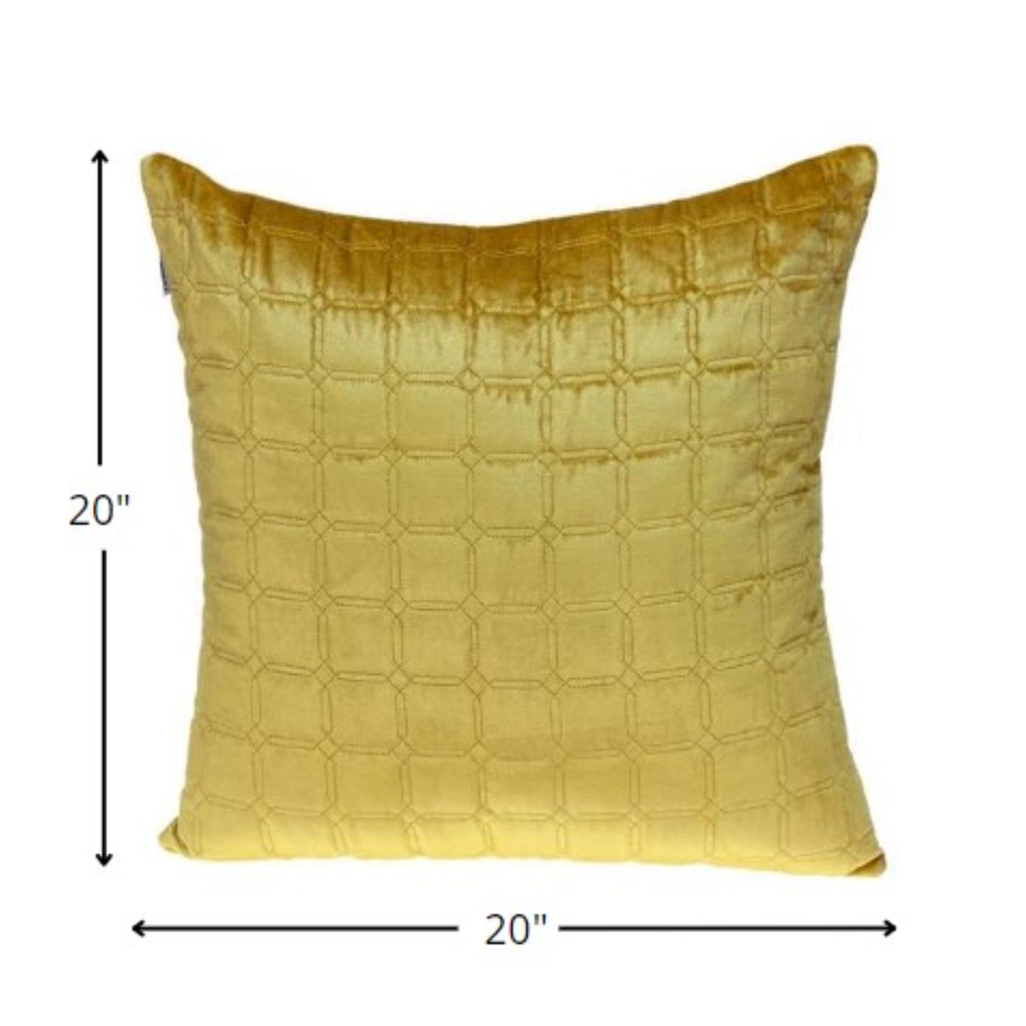 20" Yellow Cotton Blend Throw Pillow