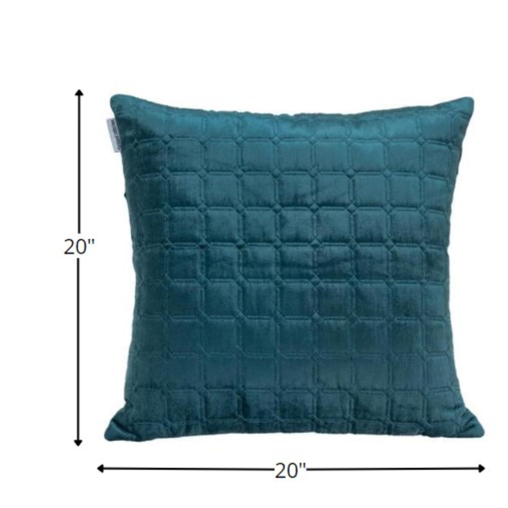 20" Teal Cotton Blend Throw Pillow