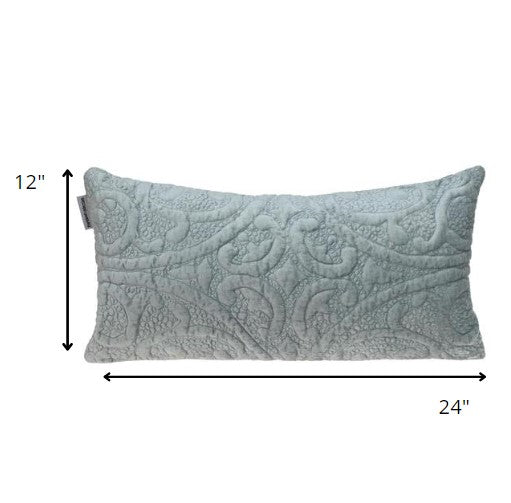 12" X 24" Gray Cotton Blend Throw Pillow