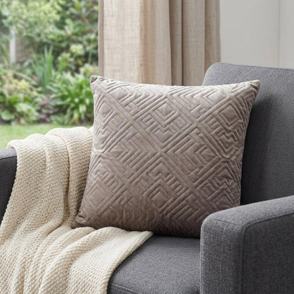 20" Taupe Cotton Blend Throw Pillow