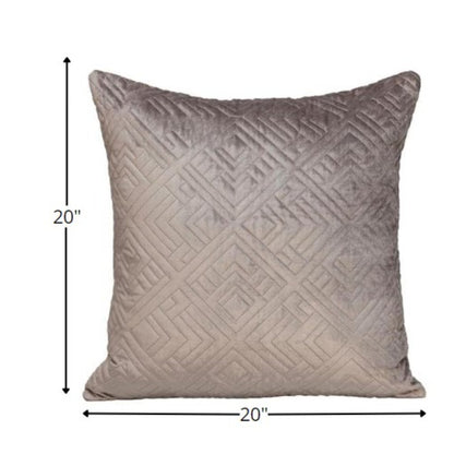 20" Taupe Cotton Blend Throw Pillow
