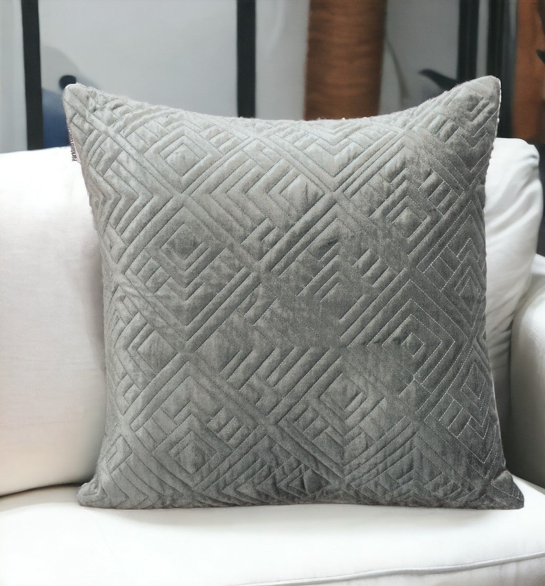 20" Gray Cotton Blend Throw Pillow