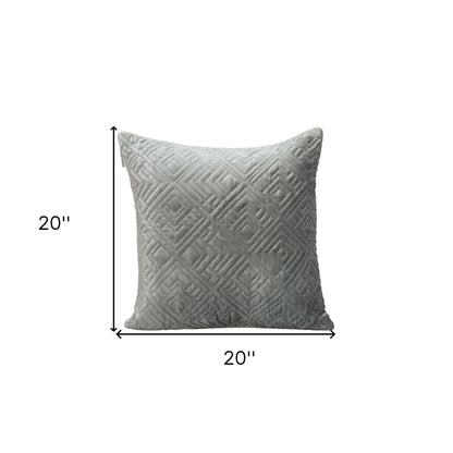 20" Gray Cotton Blend Throw Pillow