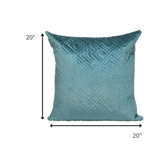 20" Teal Cotton Blend Throw Pillow