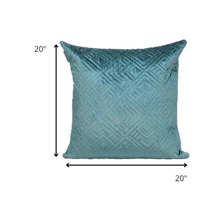 20" Teal Cotton Blend Throw Pillow