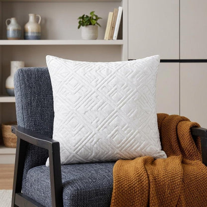 20" White Cotton Blend Throw Pillow