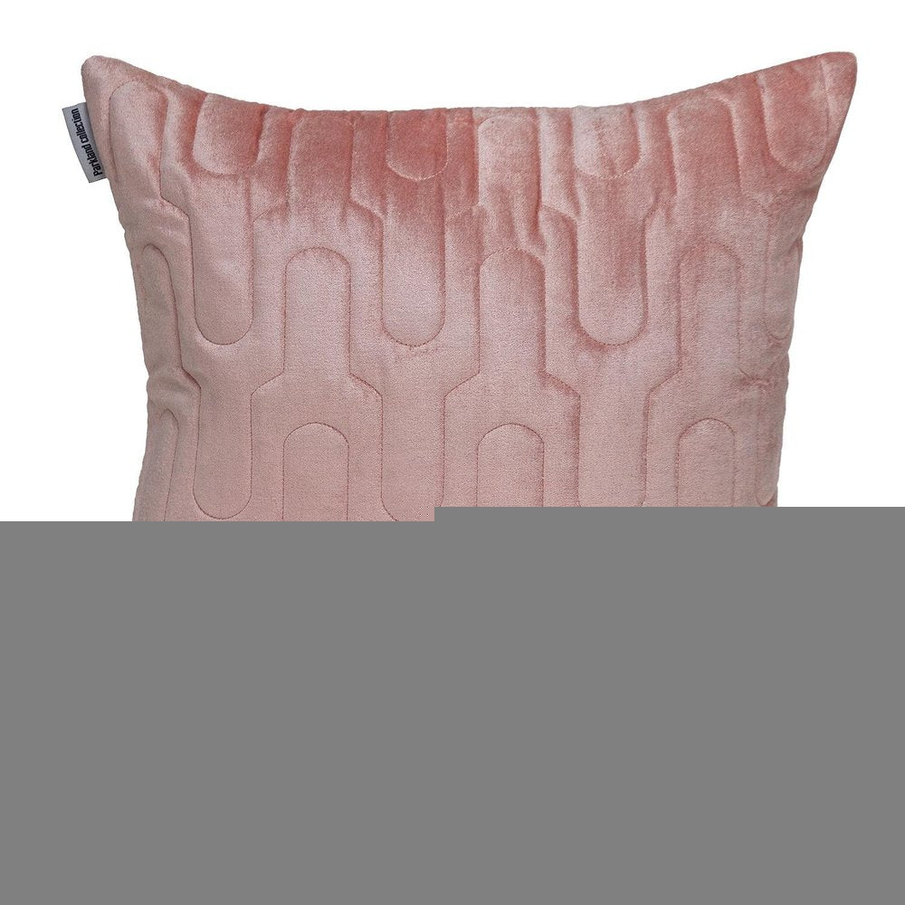 Geometric Lush Quilted Metallic Pink Throw Pillow