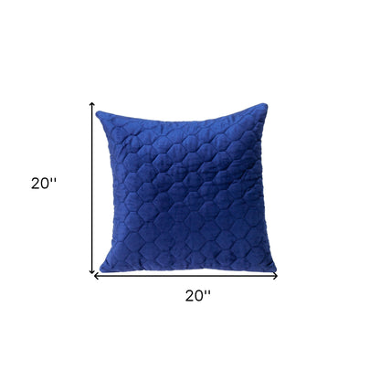 Blue Tufted Velvet Quilted Throw Pillow