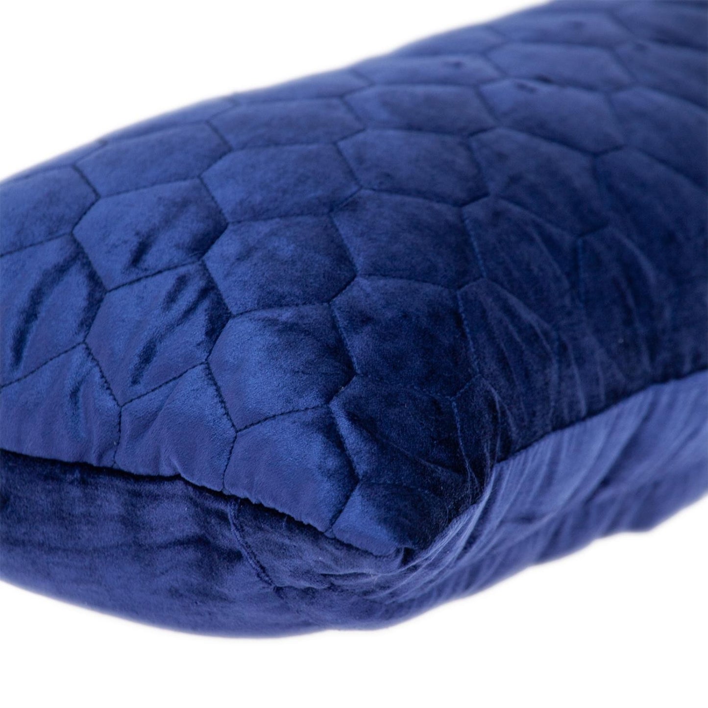 Blue Tufted Velvet Quilted Lumbar Throw Pillow