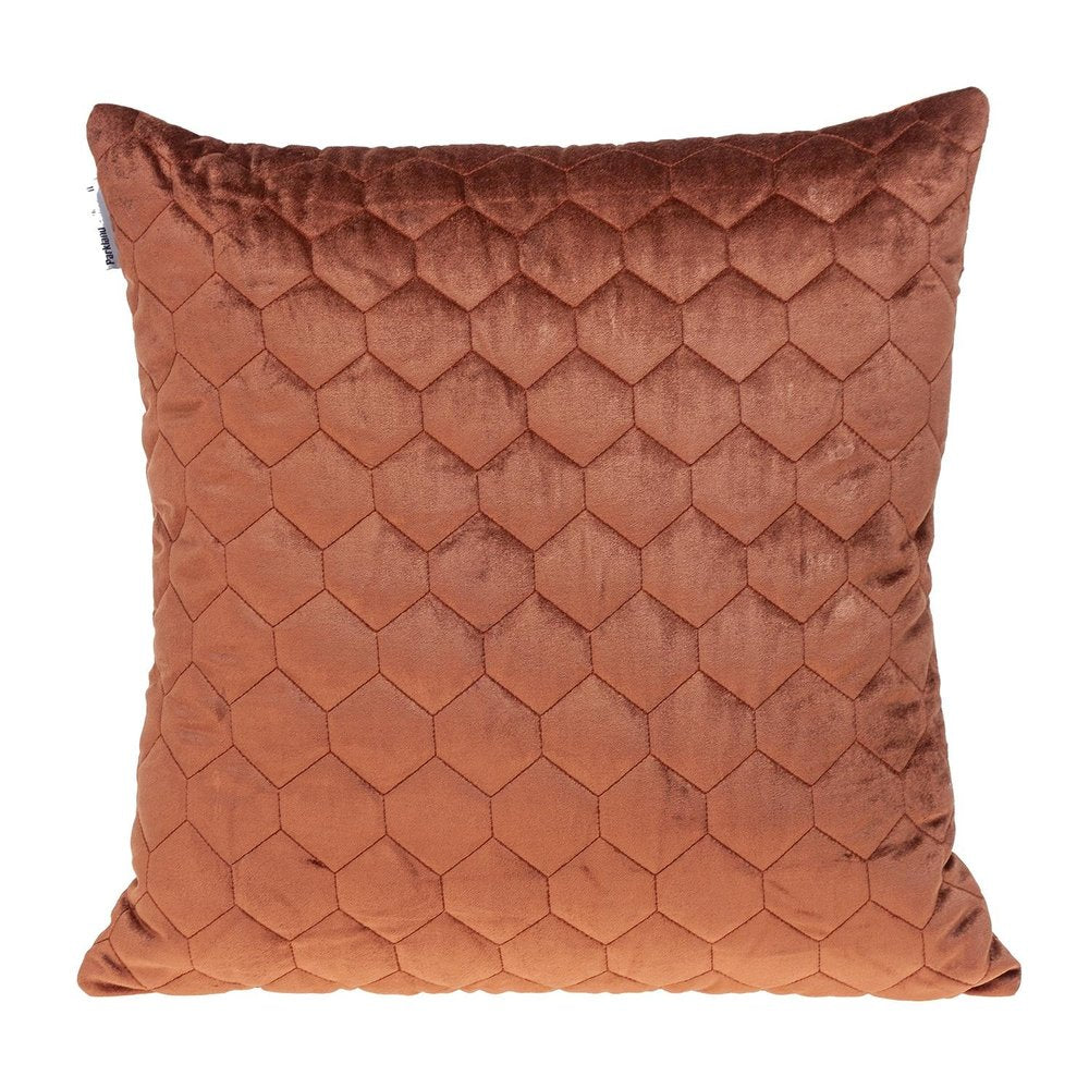 20" Burnt Orange Quilted Honeycomb Velvet Throw Pillow