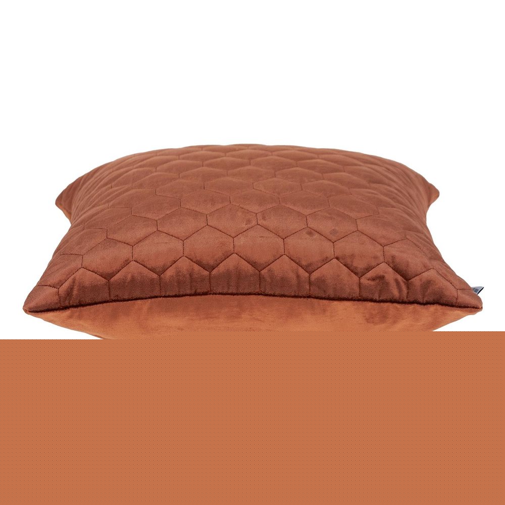 20" Burnt Orange Quilted Honeycomb Velvet Throw Pillow