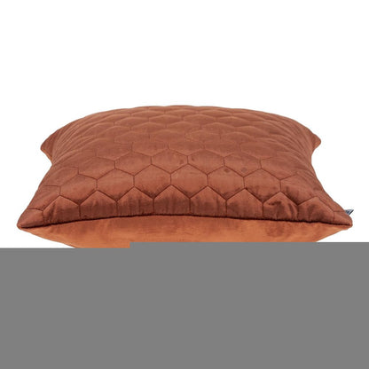 20" Burnt Orange Quilted Honeycomb Velvet Throw Pillow