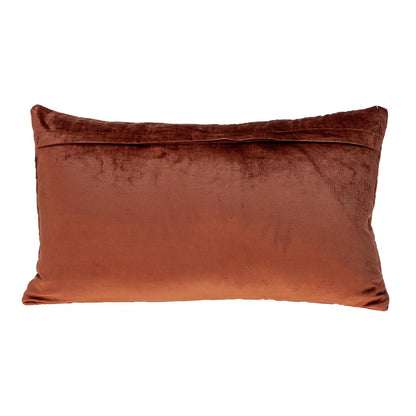 Burnt Orange Tufted Velvet Quilted Lumbar Throw Pillow