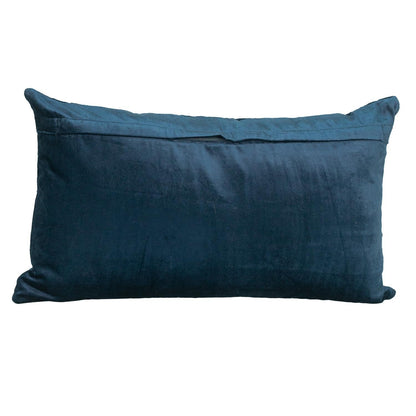 Navy Blue Tufted Velvet Quilted Lumbar Throw Pillow