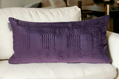 12" X 24" Purple Cotton Blend Throw Pillow