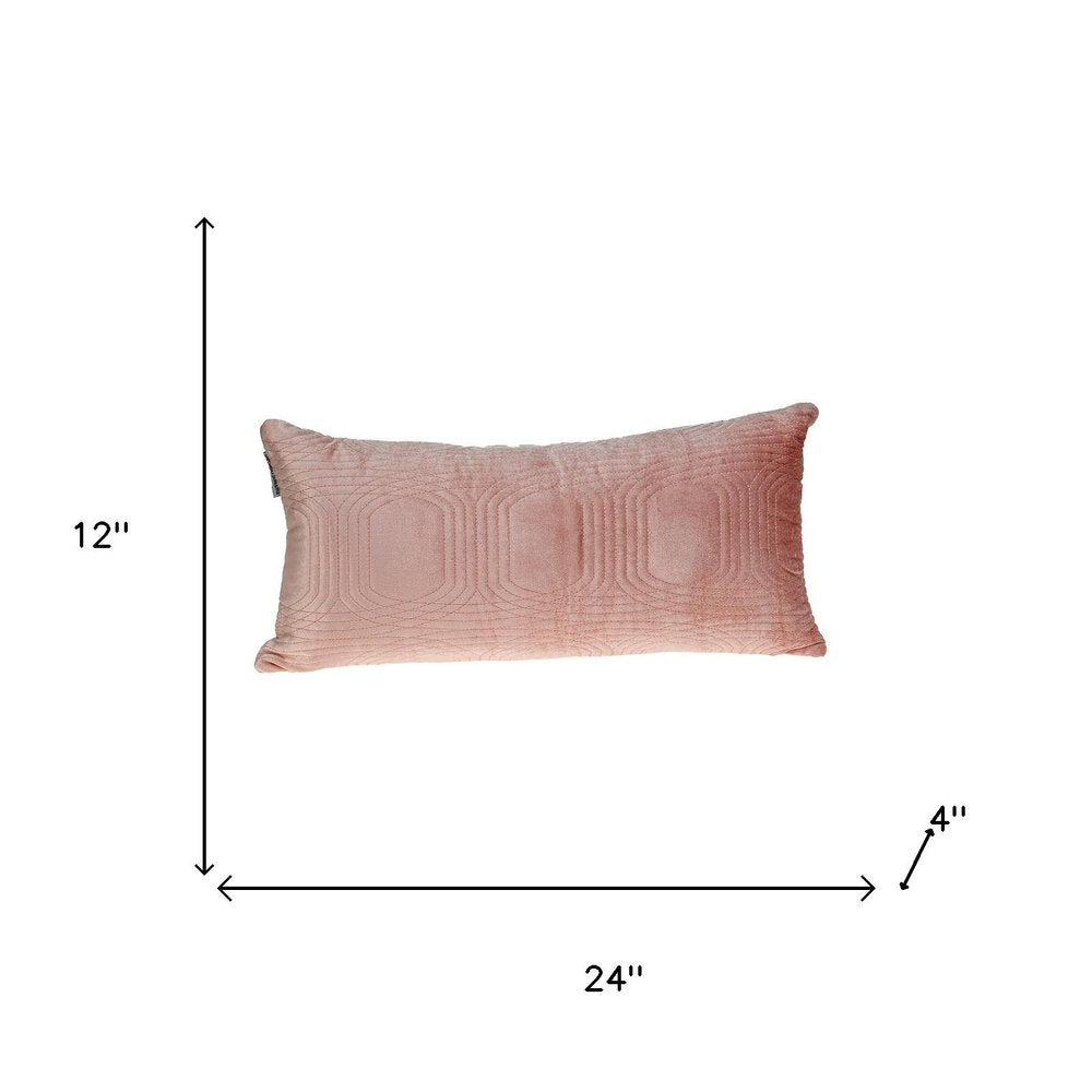 12" X 24" Pink Cotton Blend Throw Pillow