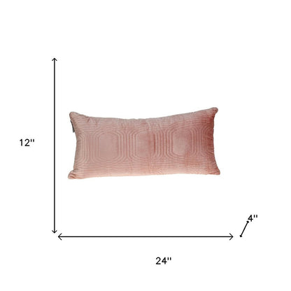 12" X 24" Pink Cotton Blend Throw Pillow