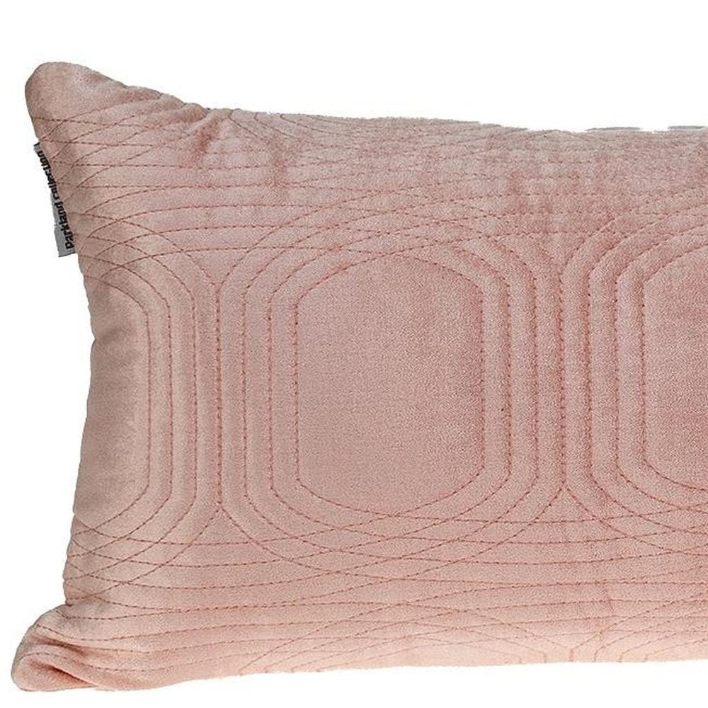 12" X 24" Pink Cotton Blend Throw Pillow