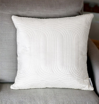 20" White Cotton Blend Throw Pillow