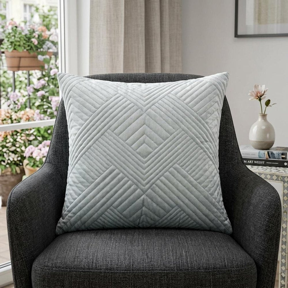 20" Gray Cotton Blend Throw Pillow