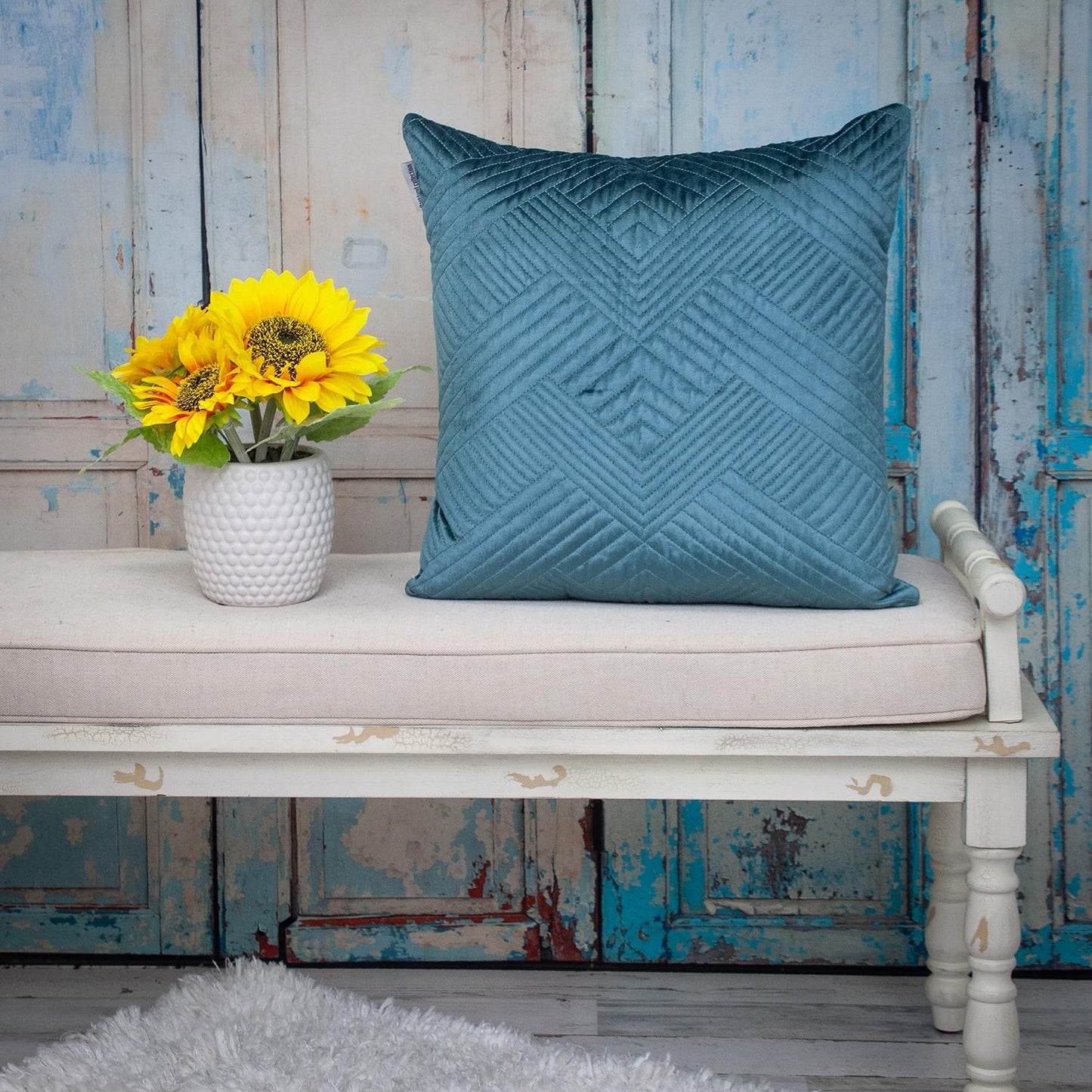 20" Teal Cotton Blend Throw Pillow