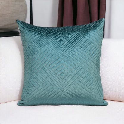 20" Teal Cotton Blend Throw Pillow