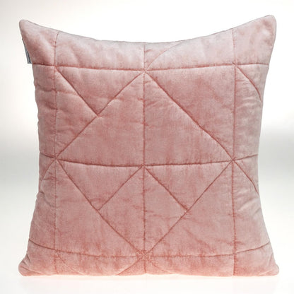 Pink Chunky Geo Stitched Velvet Decorative Throw Pillow