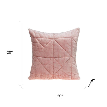 Pink Chunky Geo Stitched Velvet Decorative Throw Pillow